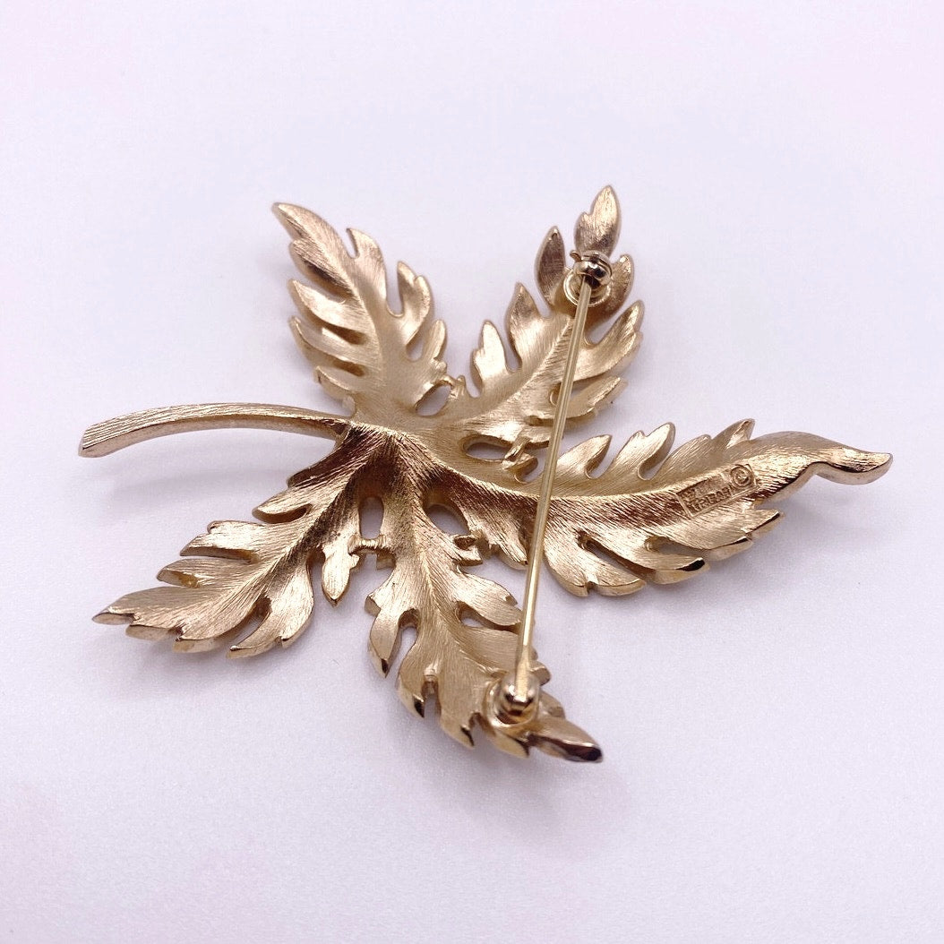 Crown Trifari Leaf Brooch