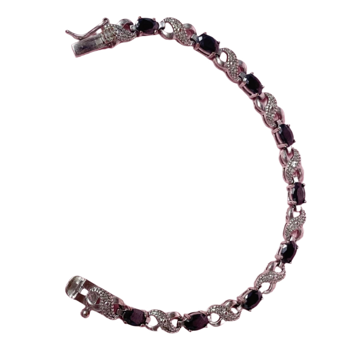 Silver Plated and Onyx Tennis Bracelet