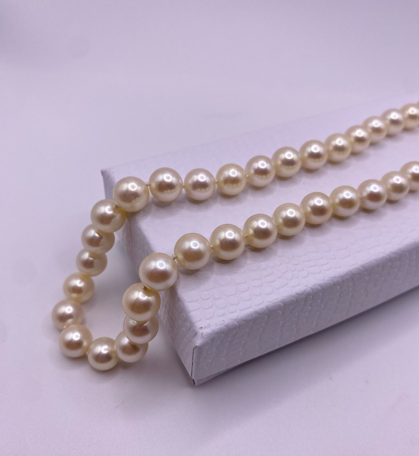 Natural White Pearl Necklace St Silver Clasp 14"