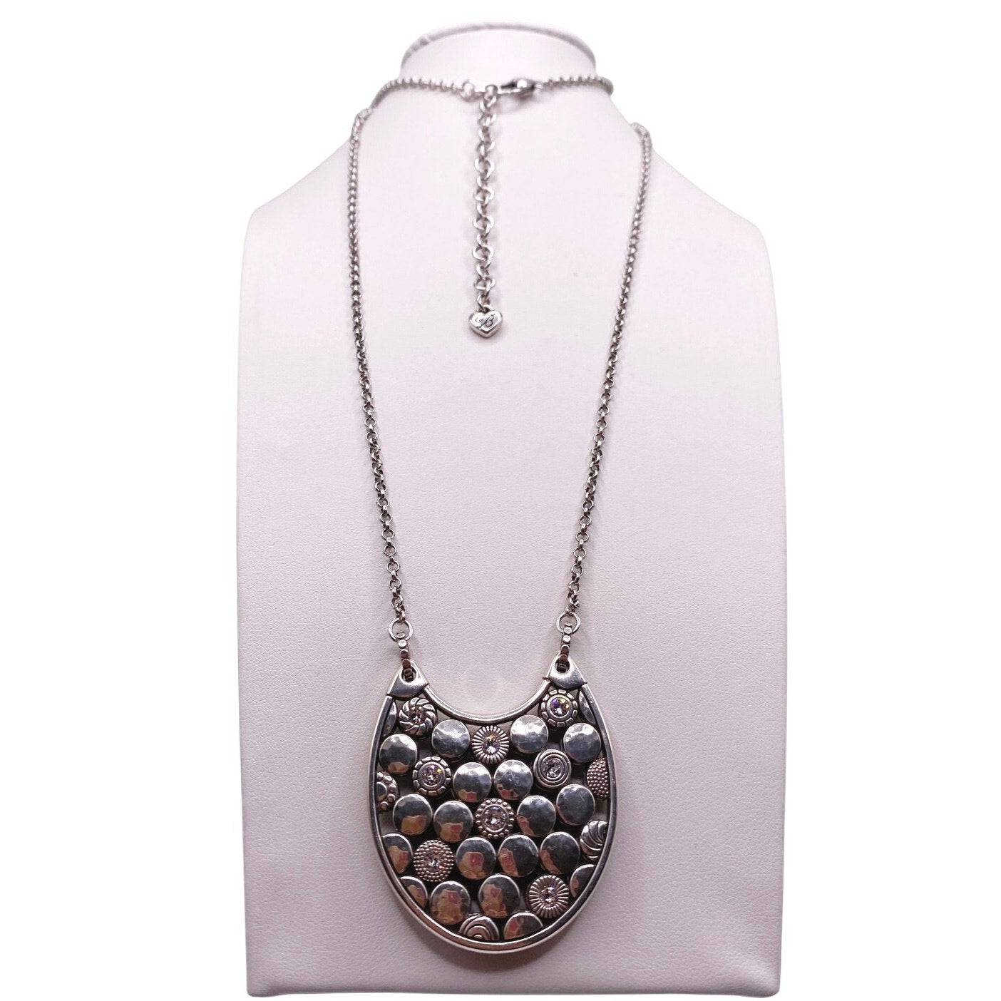 Brighton LUNA Reversible Crystal Long Silver Statement Necklace 28”