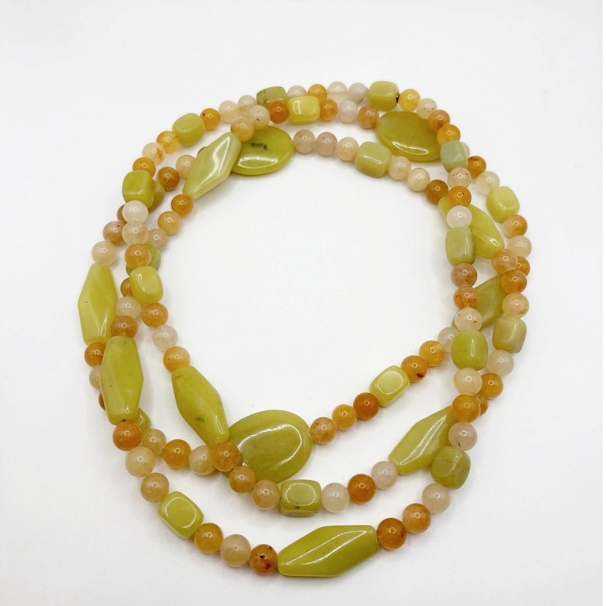 Jay King DTR Necklace Sterling 925 Lemon Jade Olive Jade 50” Long