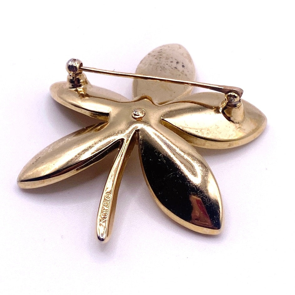 Vintage Trifari Flower Brooch Gold Tone