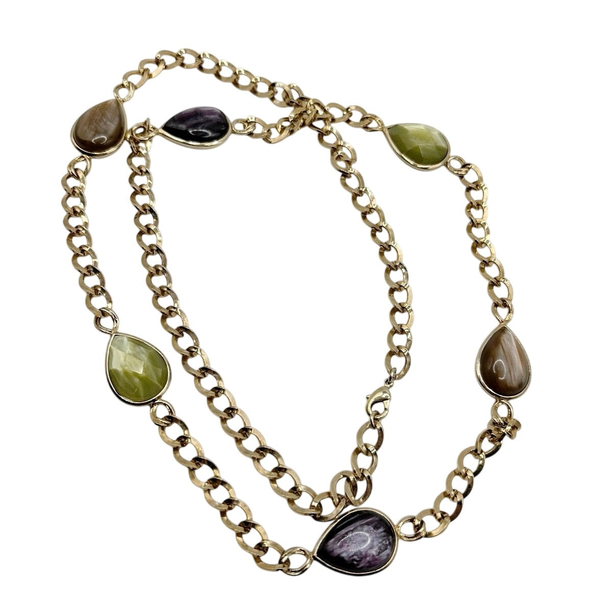 Vintage Retro Large Necklace 30" Long with Lucite Stones