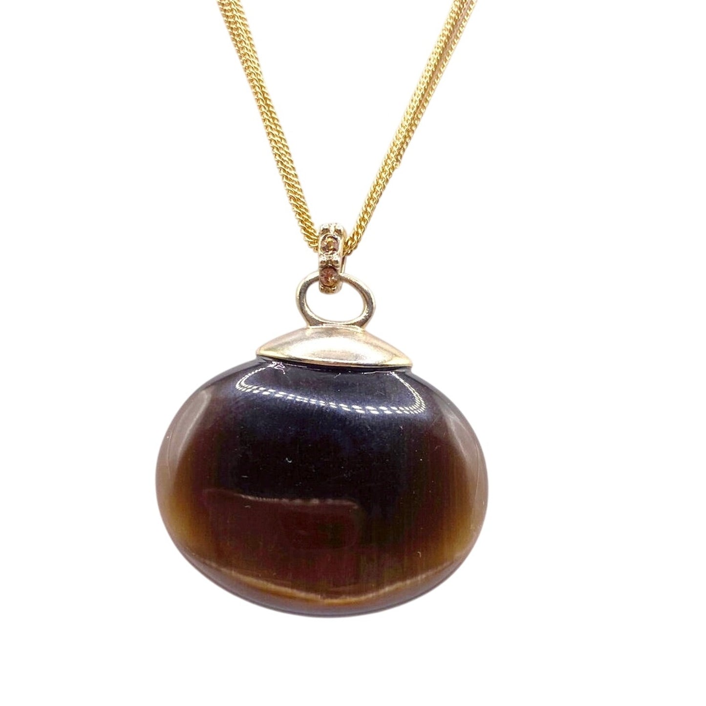 Monet VTG Obsidian Pendant and Chain 18”