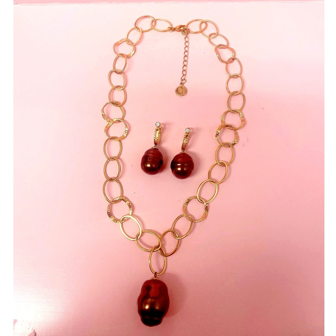 St Silver Gold Plated Set Necklace and Earrings