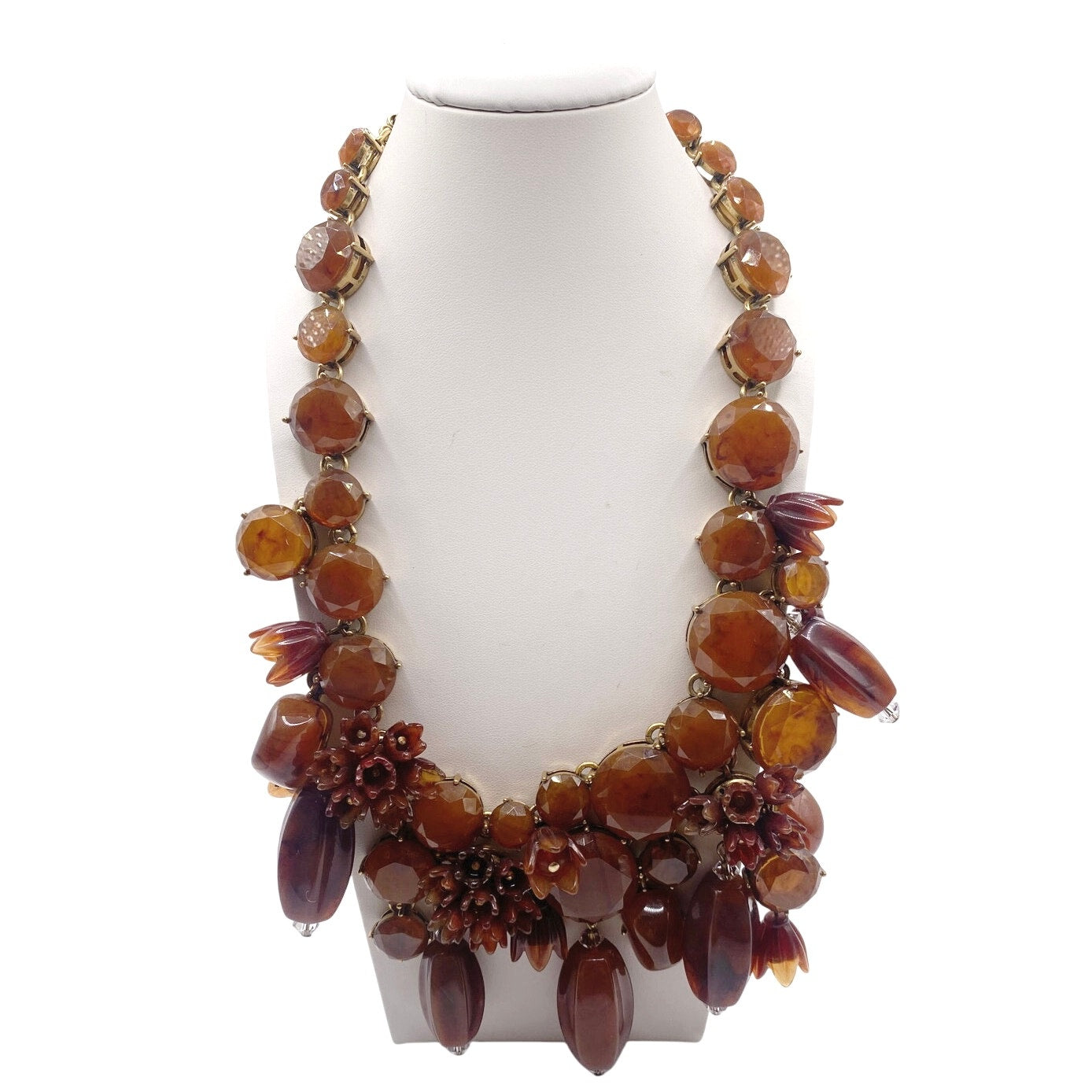 J Crew Vintage Amber Tone Lucite Statement Necklace