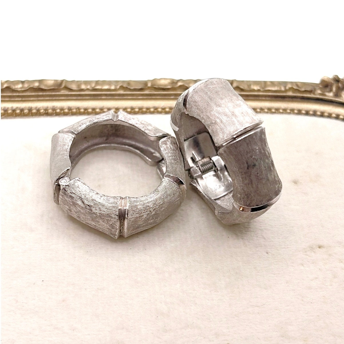 Napier Silver Tone Chunky Clip on Hoop Earrings