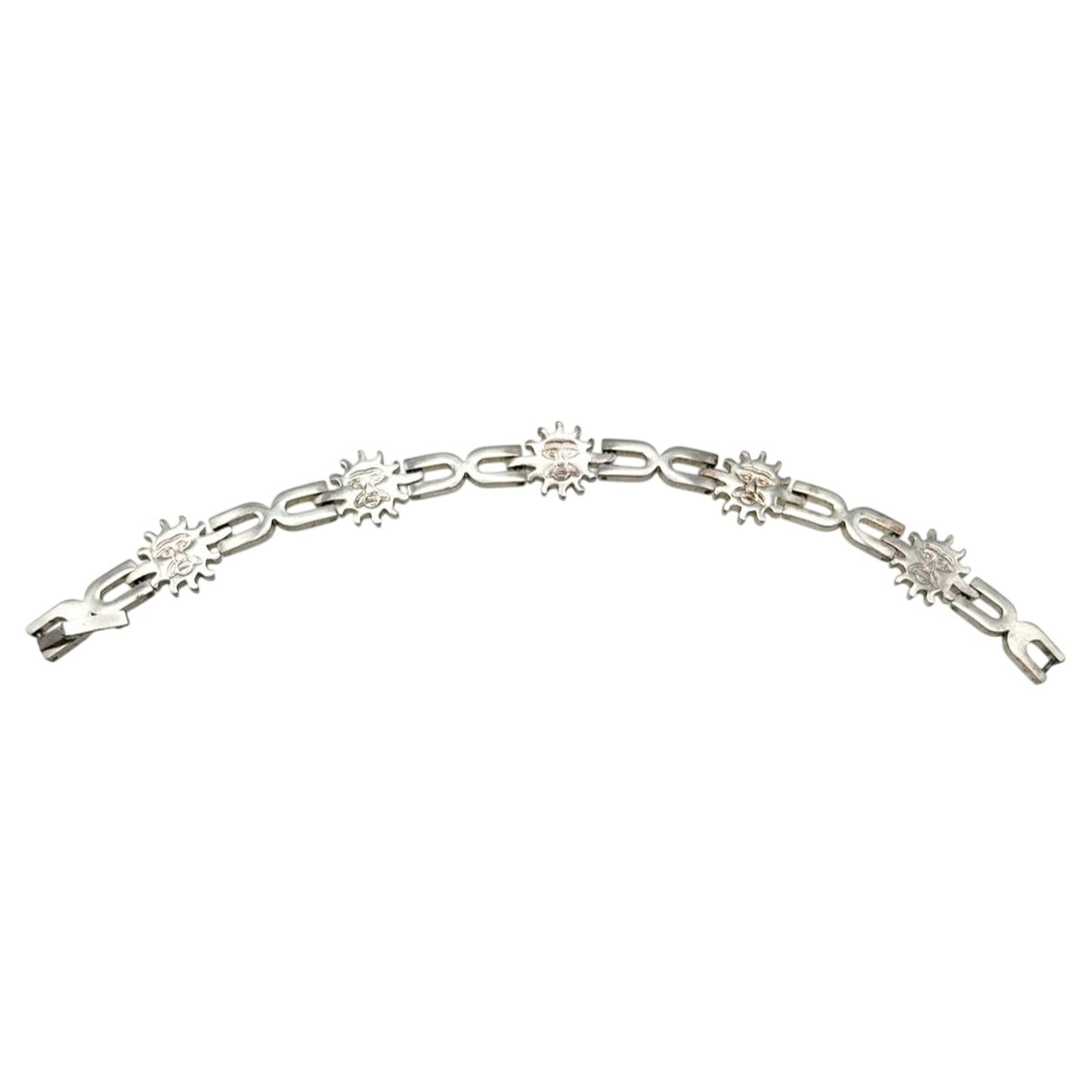 Sterling Silver Smiling Suns Links Bracelets 7.5