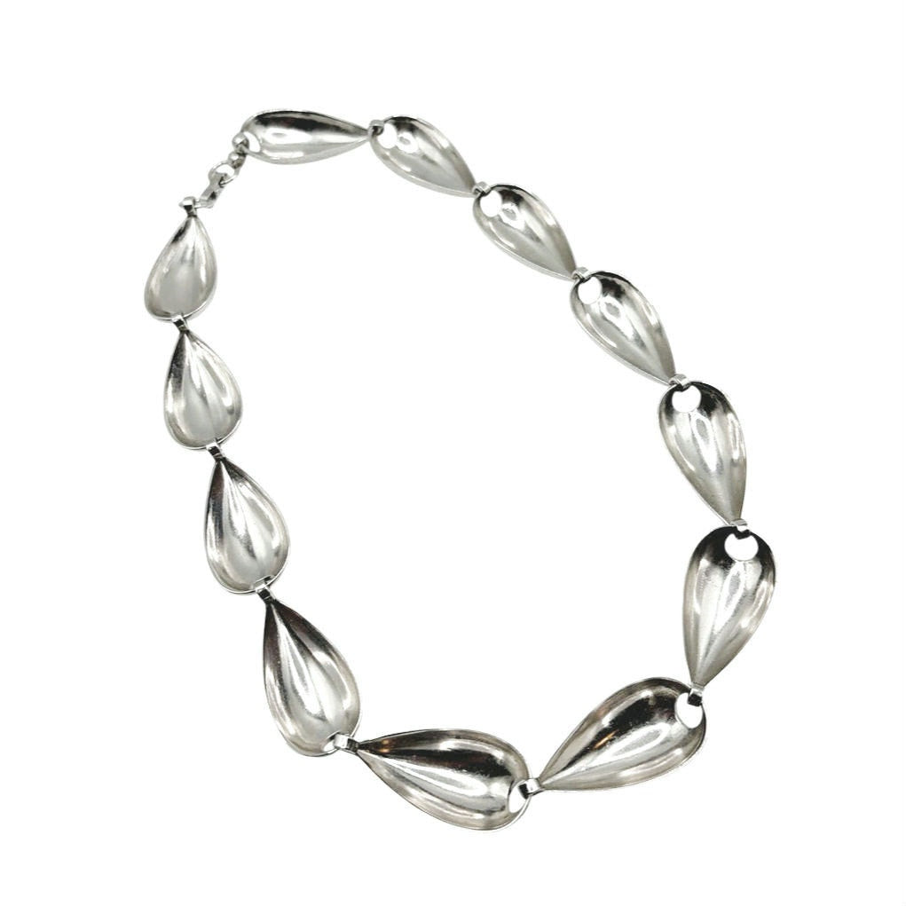 Vintage Trifari Signed Necklace 16” Silver Plated