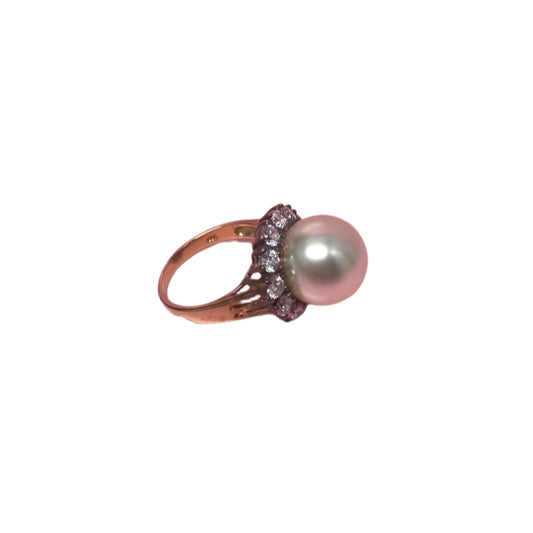 HC St Silver Ring with Big Faux Pearl