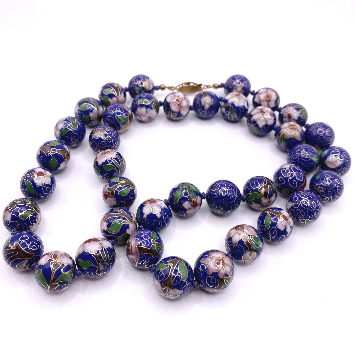 Vintage Chinese Cloisonné 8cm Beads Necklace 24”