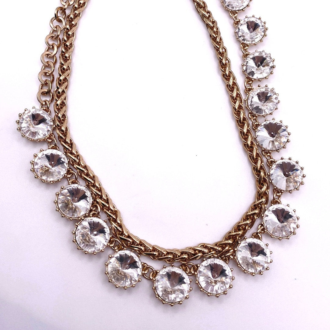 Vintage Ravioli Rhinestones Adjustable Necklace