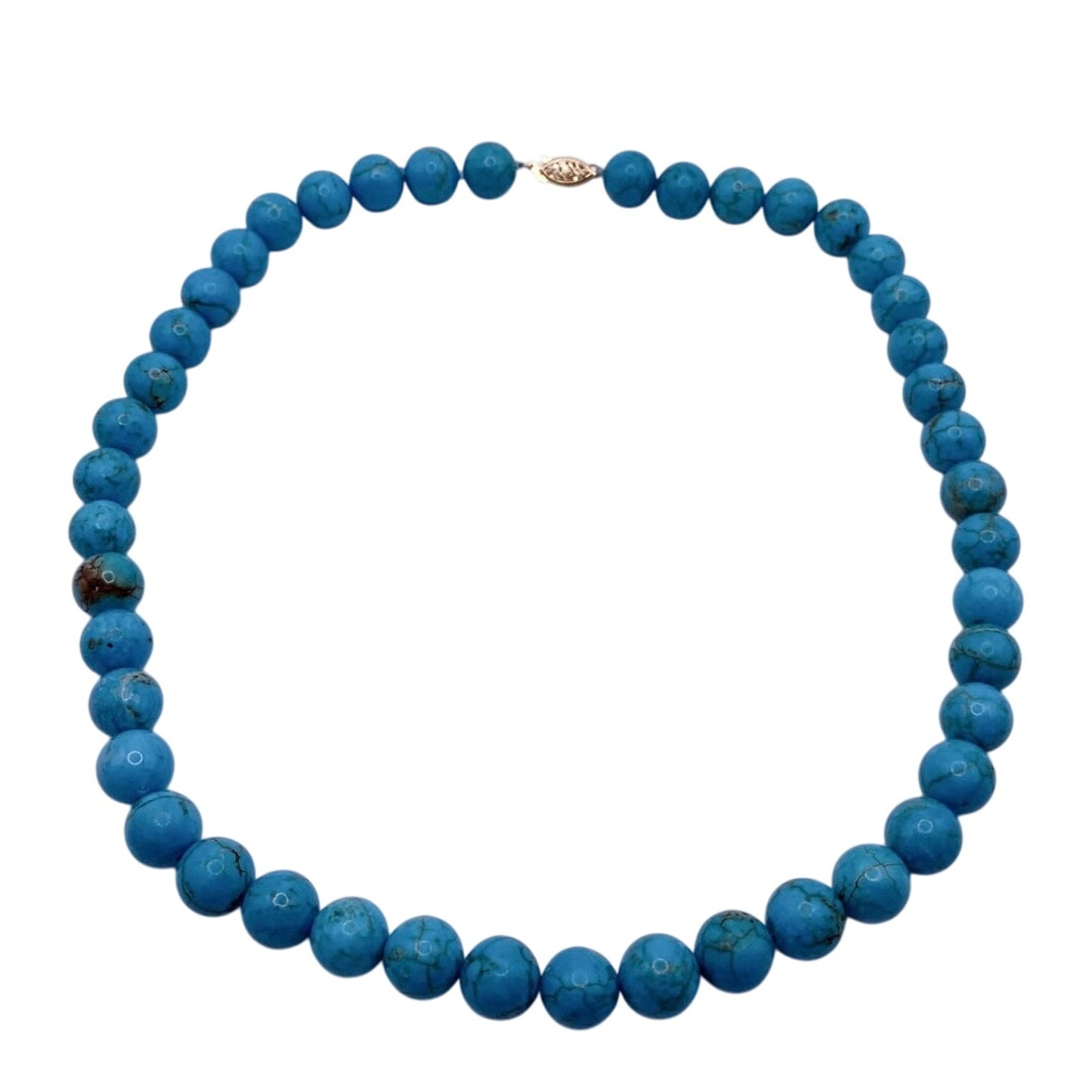 Vintage 14k Gold Clasp and Turquoise Gemstones Necklace 16”
