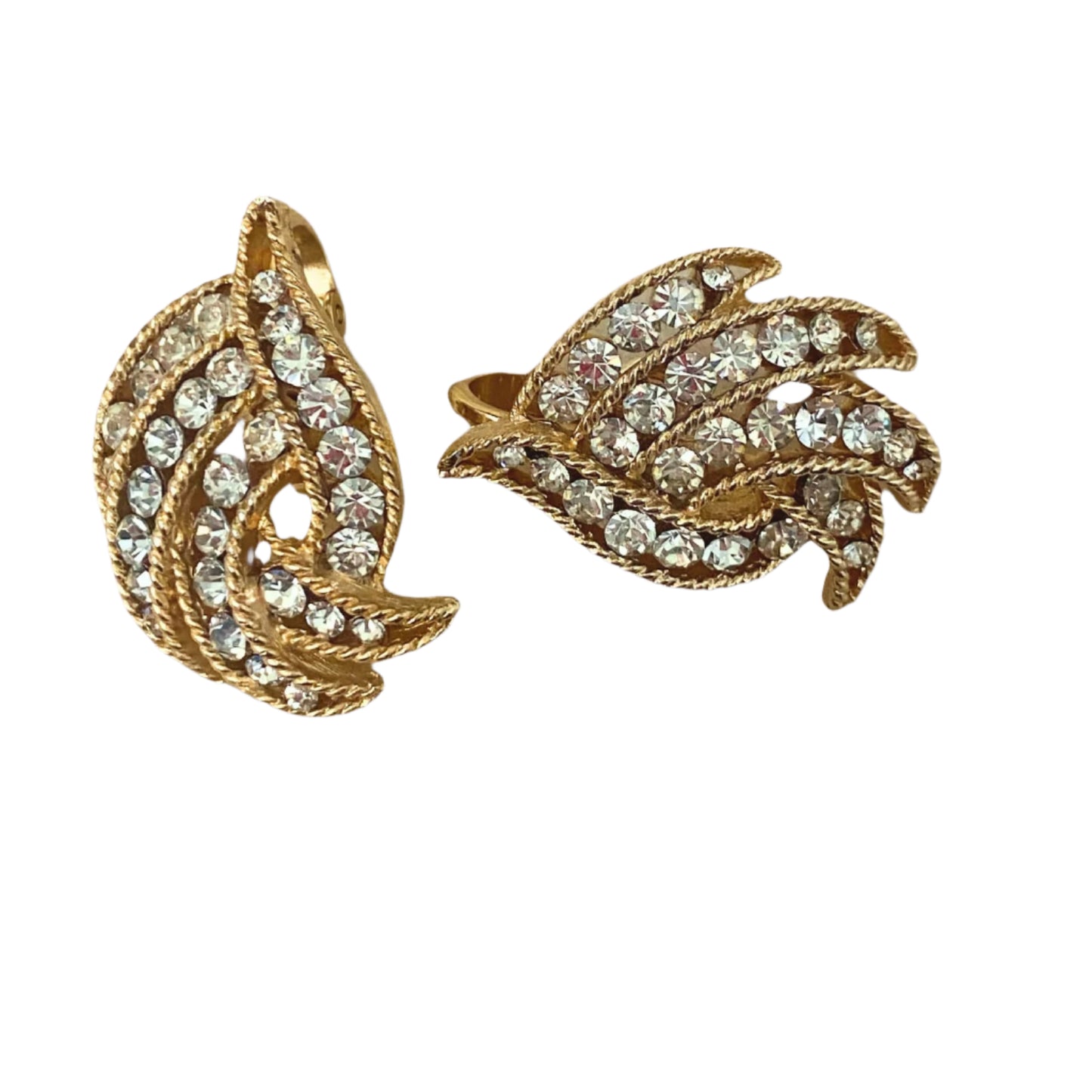 Crown Trifari Gold Plated Clip on Earrings