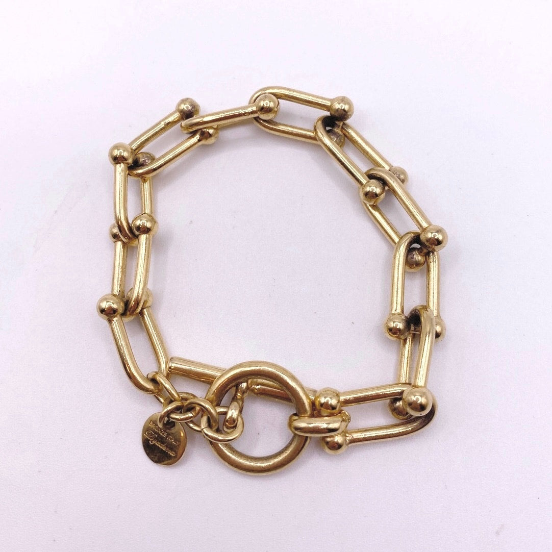 Bronze Italy Dyadema Gold Tone Chunky Bracelet 8”