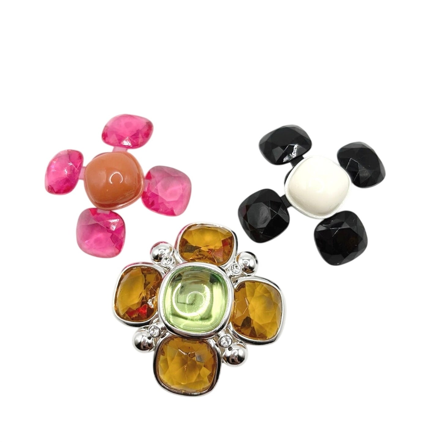 Joan Rivers Maltese Cross Silver Tone Exchangeable Lucite Cabochon Brooch
