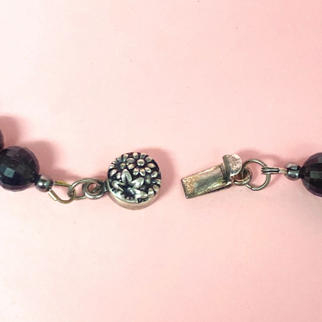 Smoky Quartz Beads Necklace with Sterling Clasp
