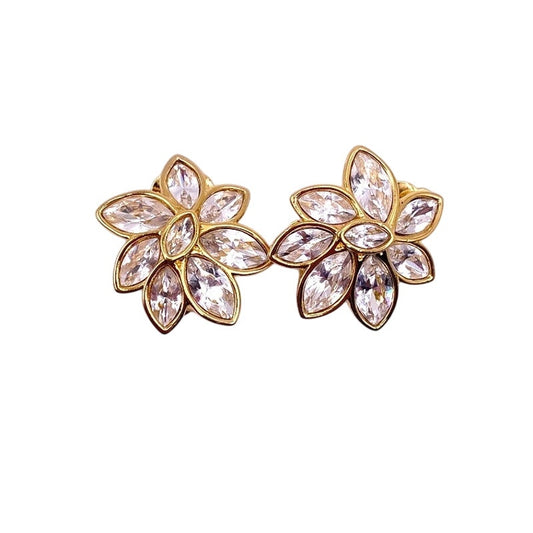 Swarovski VTG Flower ClipOn Earrings