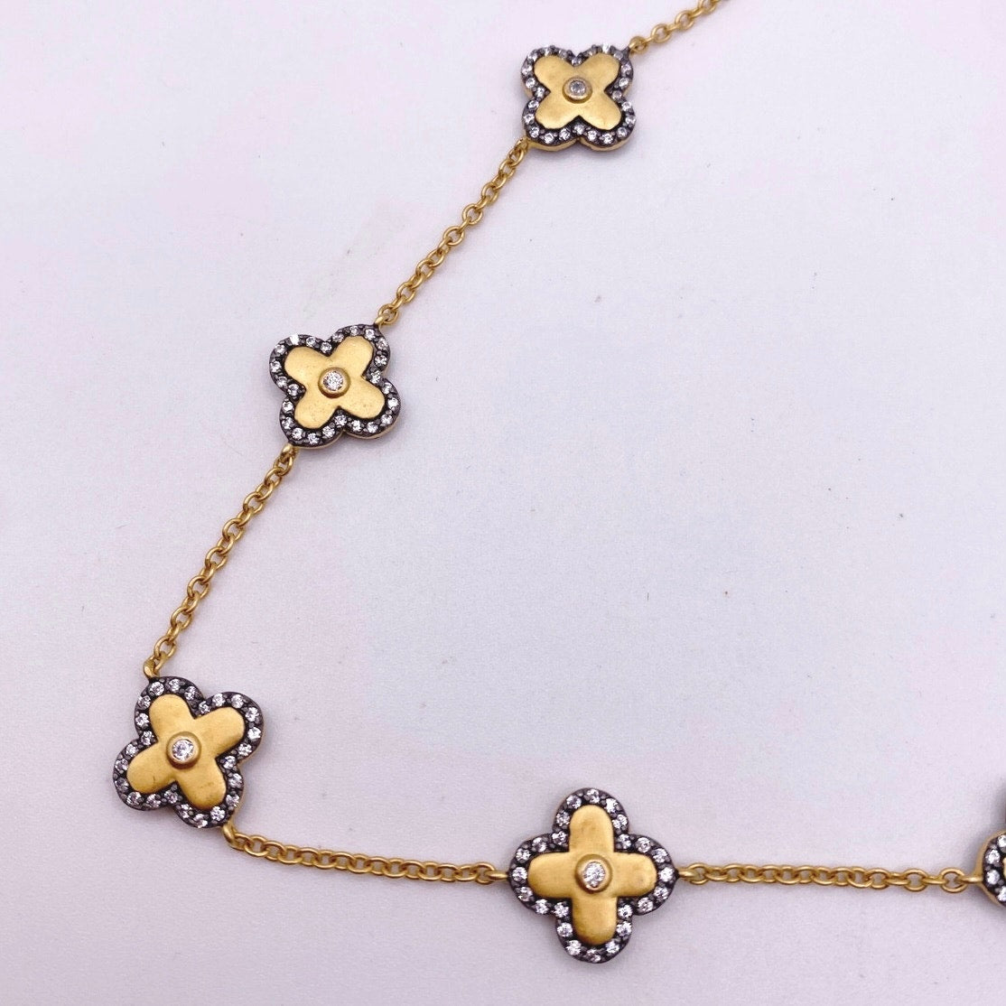 Freida Rothman Gold Vermeil Sterling Silver Clover flower Necklace 18.5”