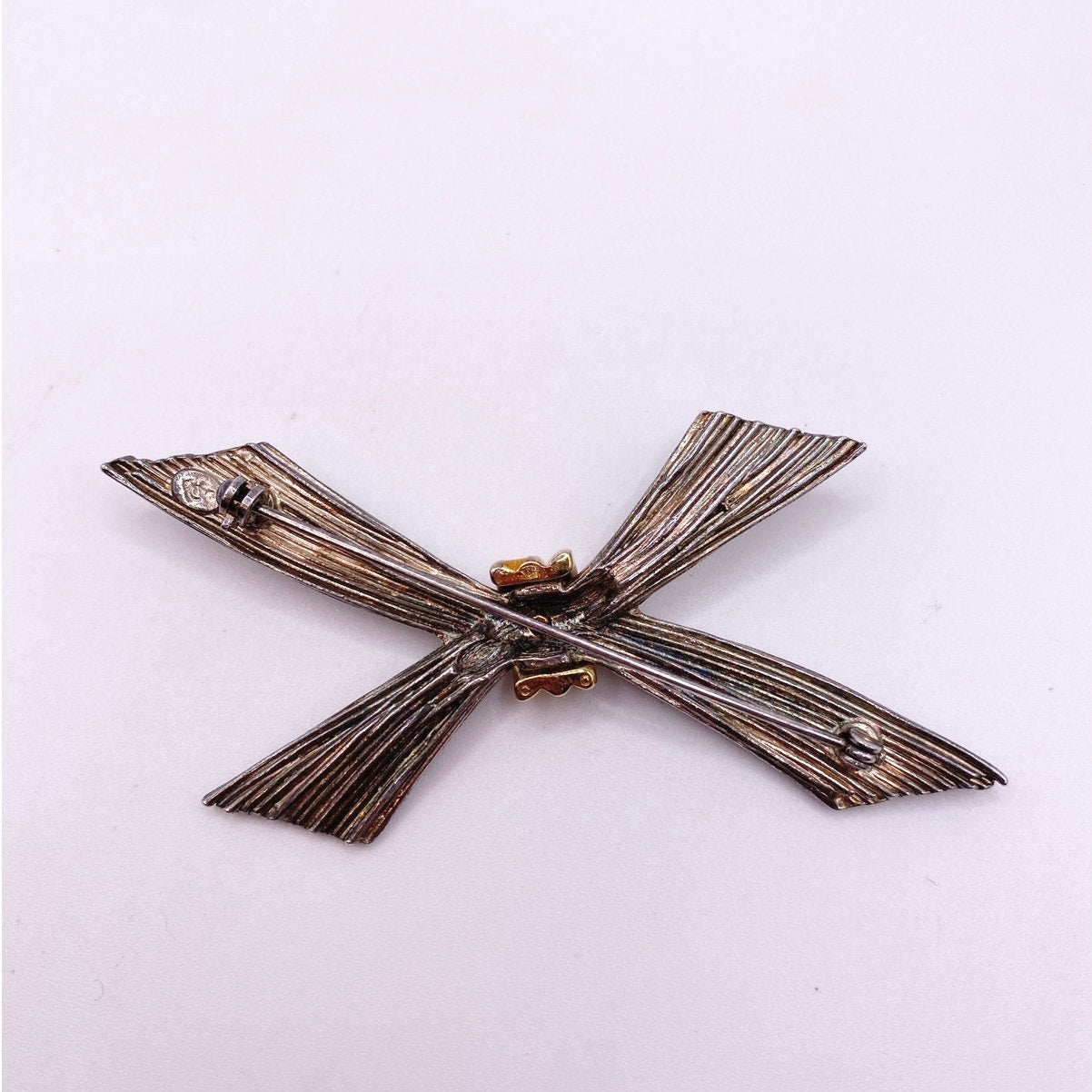 Crowned Premier Designs Vintage Bow Brooch 3”