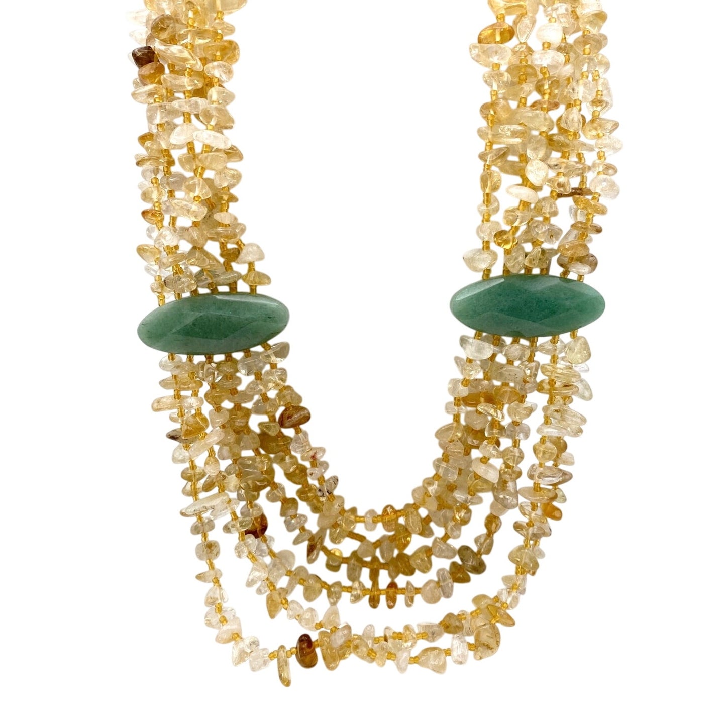 Vintage Multi strand Citrine Chips Gemstones And Green Aventurine large Stones
