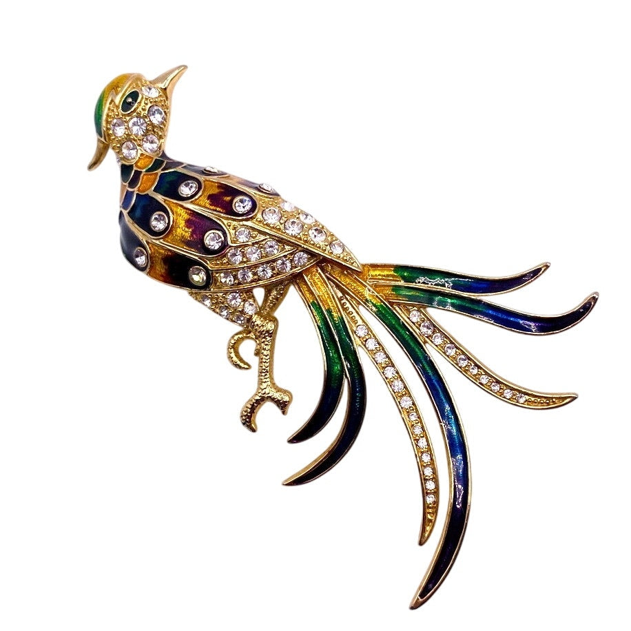 Vintage Enamel Bird Brooch