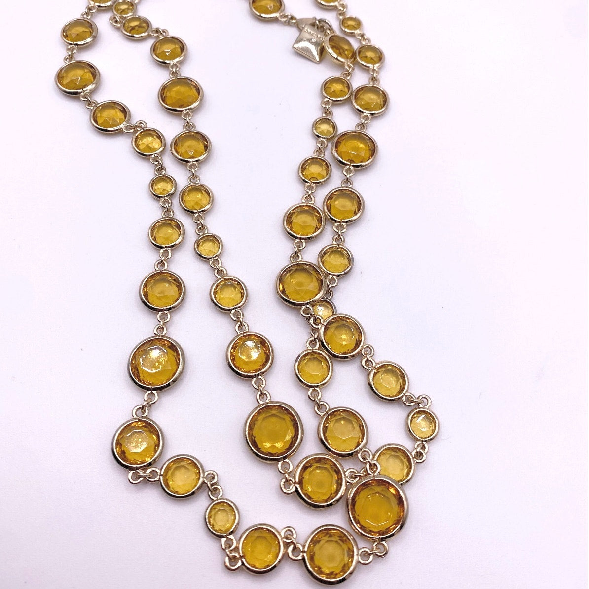 Vintage Anne Klein Large Necklace with Topaz Yellow Glass Stones