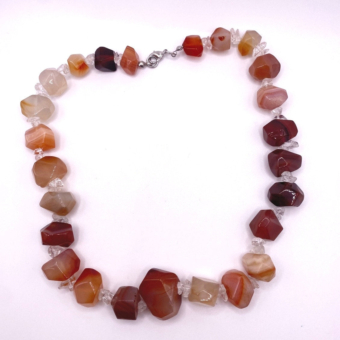 Vintage Necklace Sunset Carnelian Nuggets Gems and Quartz 18”