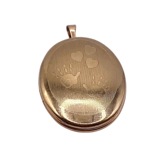 14k Gold Filled Photo Keepsake Pendant with Baby Prints 1.5”