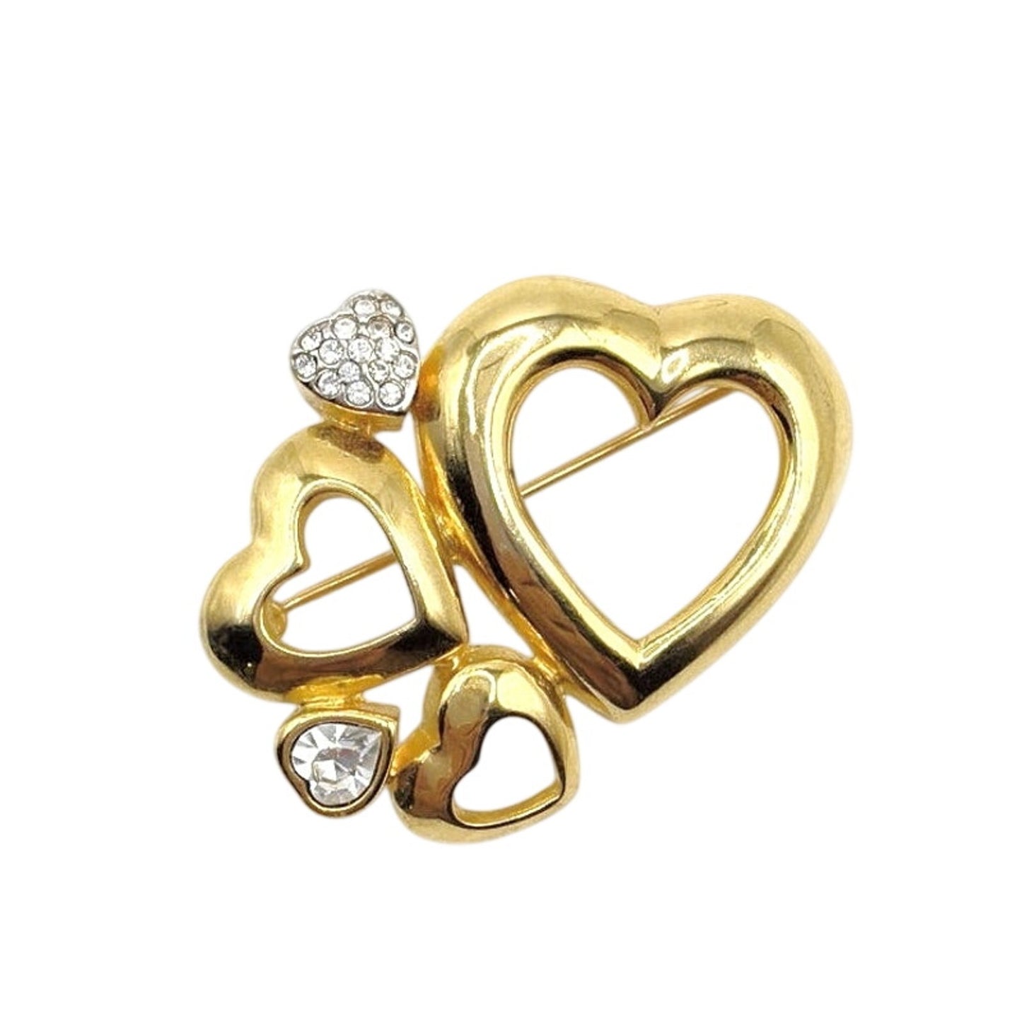 Vintage Heart Shaped Brooch with Rhinestones