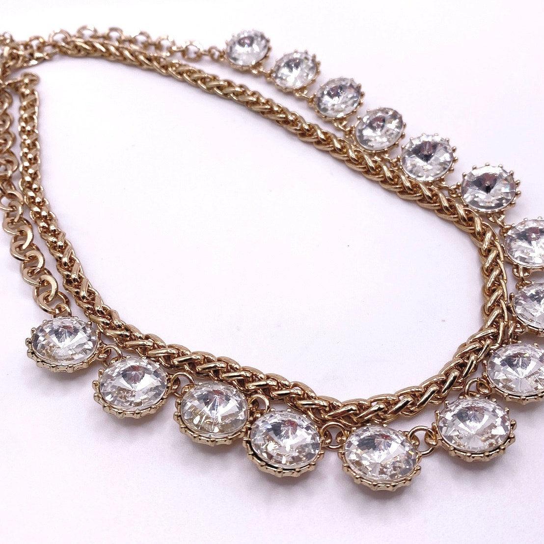 Vintage Ravioli Rhinestones Adjustable Necklace