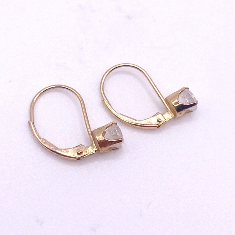 14k Laverback Earrings with CZ Crystal