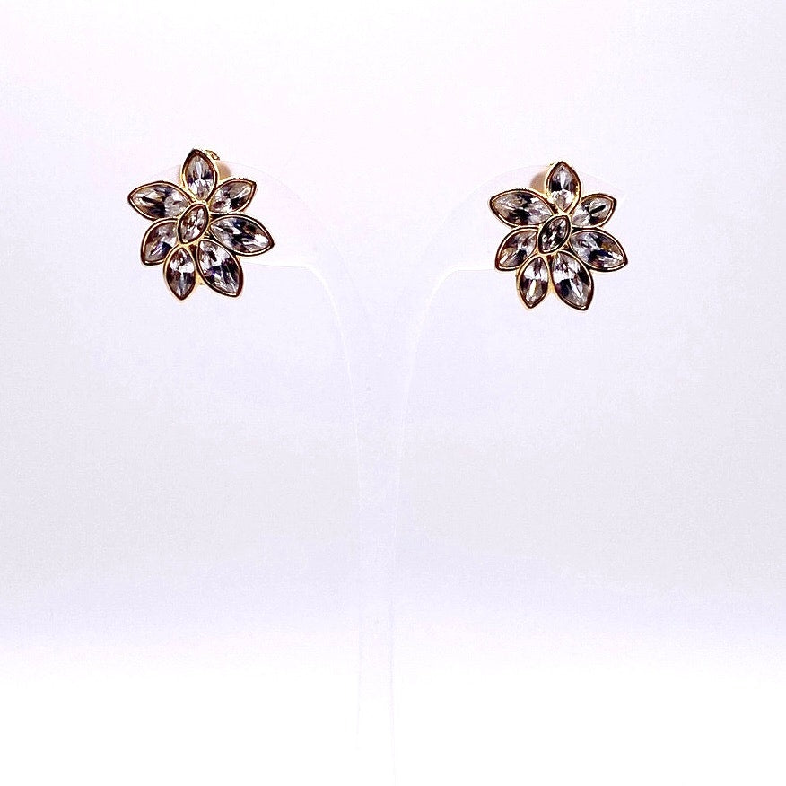 Swarovski VTG Flower ClipOn Earrings
