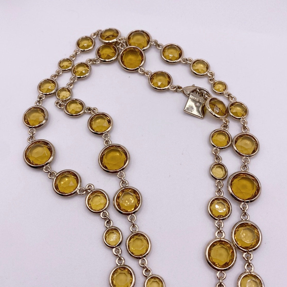 Vintage Anne Klein Large Necklace with Topaz Yellow Glass Stones