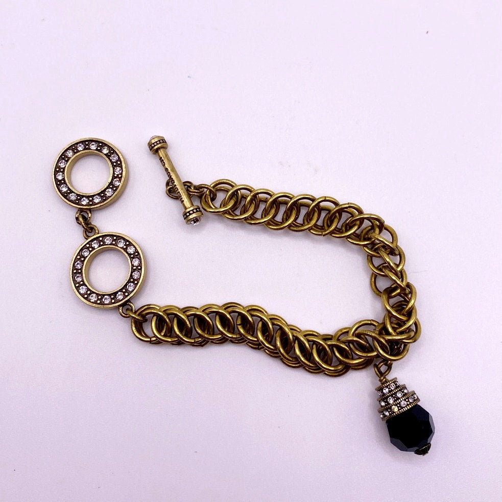 Heidi Daus Bracelet Black Crystal Charm Toggle Closure