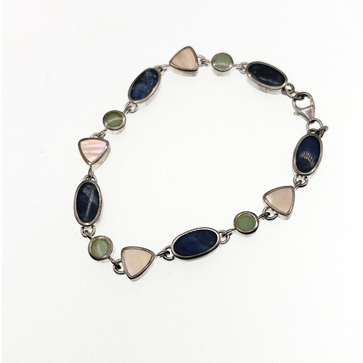 Sterling Silver and Gem Stones Bracelet 7”