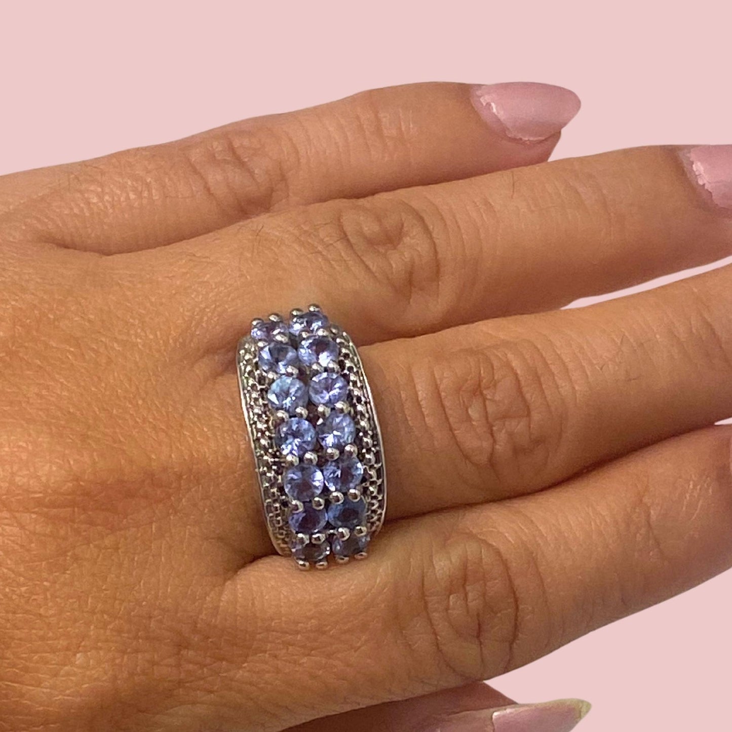 Sterling Silver and Tanzanite Band Ring