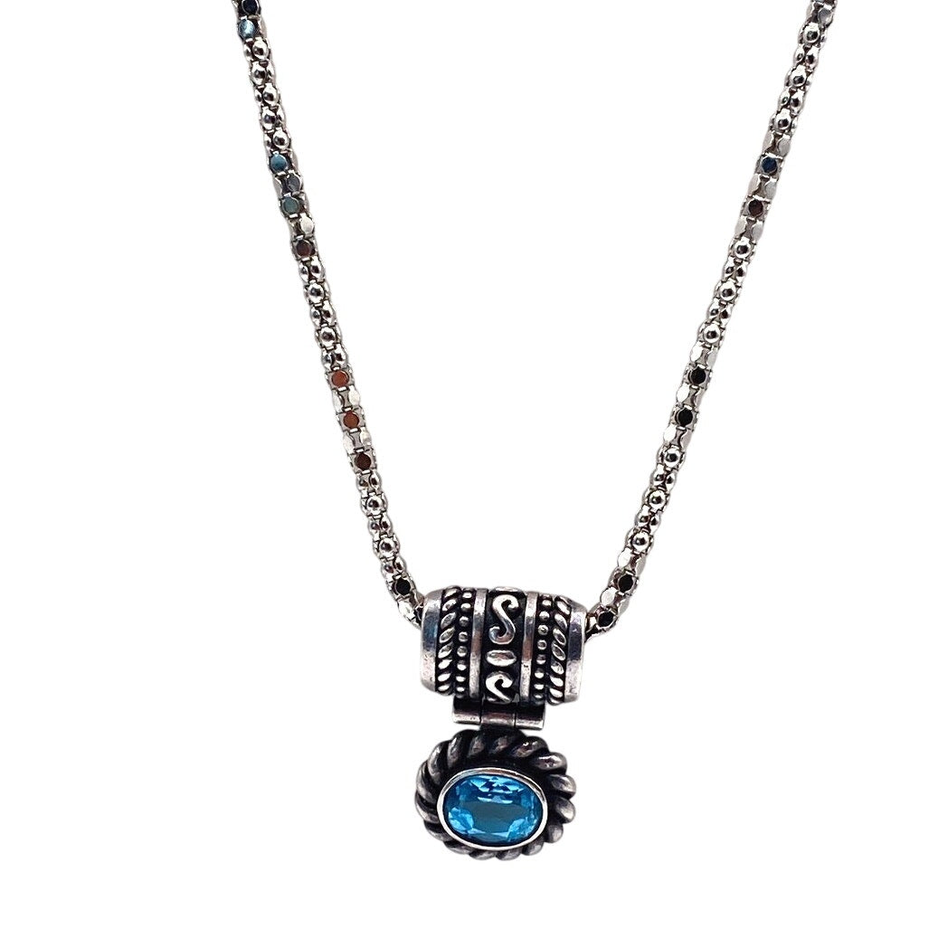 Aqua Marine And Sterling Silver Necklace