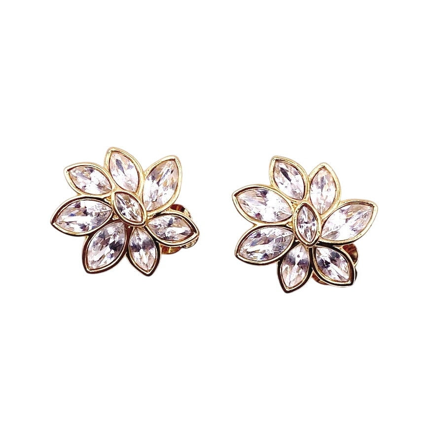 Swarovski VTG Flower ClipOn Earrings