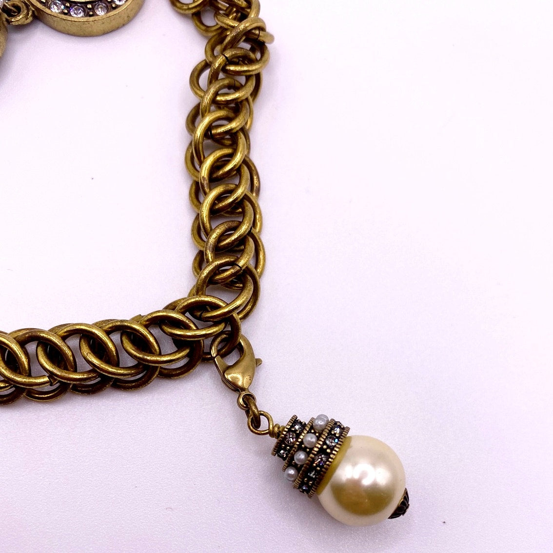 Heidi Daus Pearl Charm Bracelet Toggle Closure
