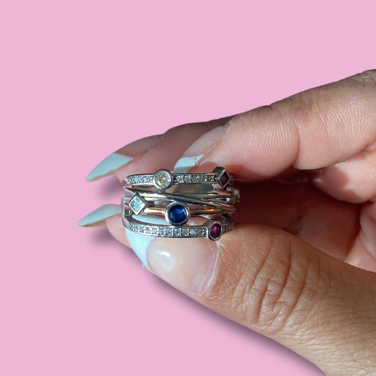 St Silver and lab Created Ruby and Sapphire