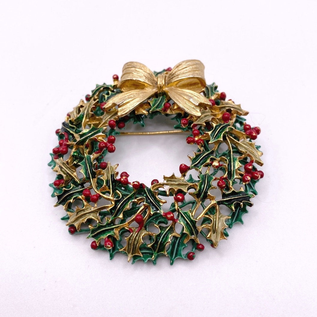 Weiss Vintage Christmas Crown Brooch 2.5' Long
