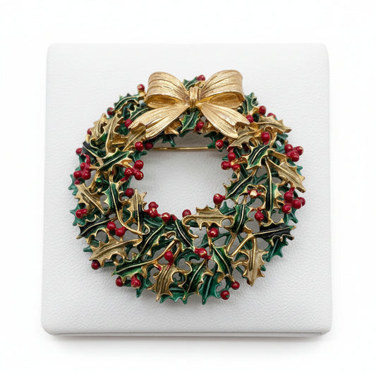 Weiss Vintage Christmas Crown Brooch 2.5' Long
