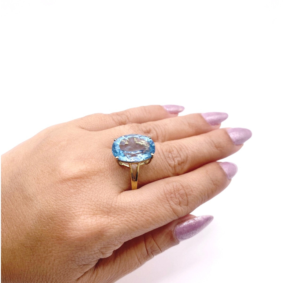 Cocktail Ring Gold Vermeil Sterling Silver With Topaz Size 8.5