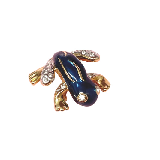 Enamel Green Frog Pin Brooch