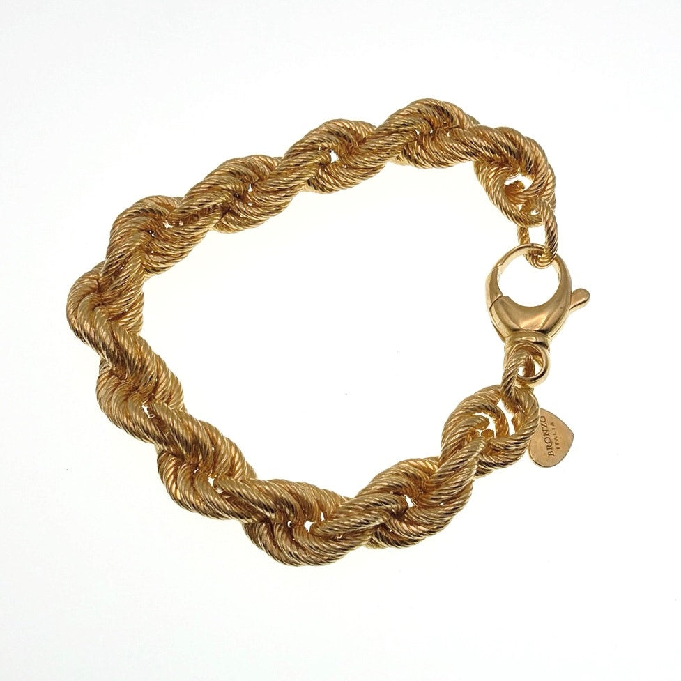Milor Bronze Italy Chunky Twisted Chain Bracelet Size 7.5