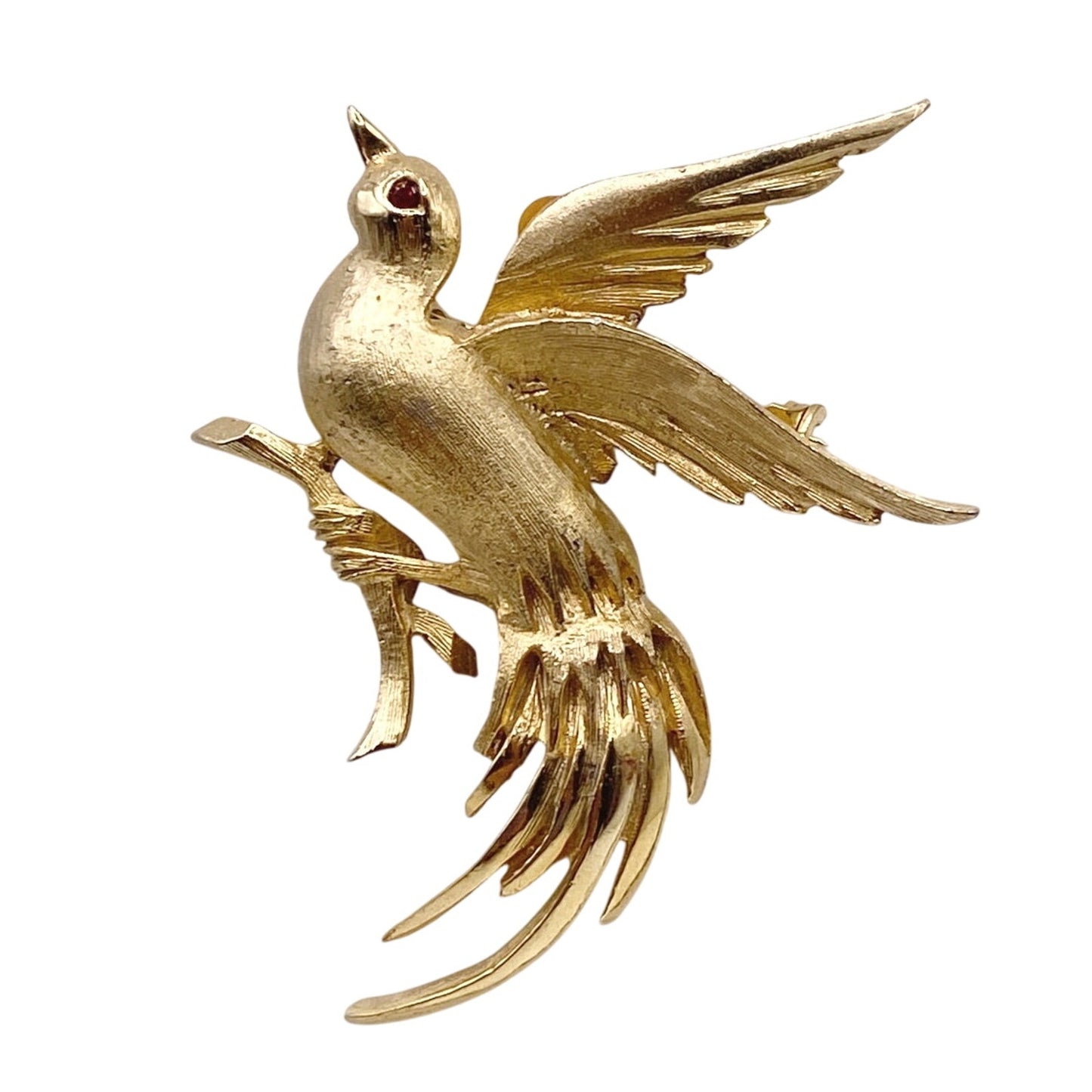 Pell Signed Flying Bird Vintage Brooch Gold Tone