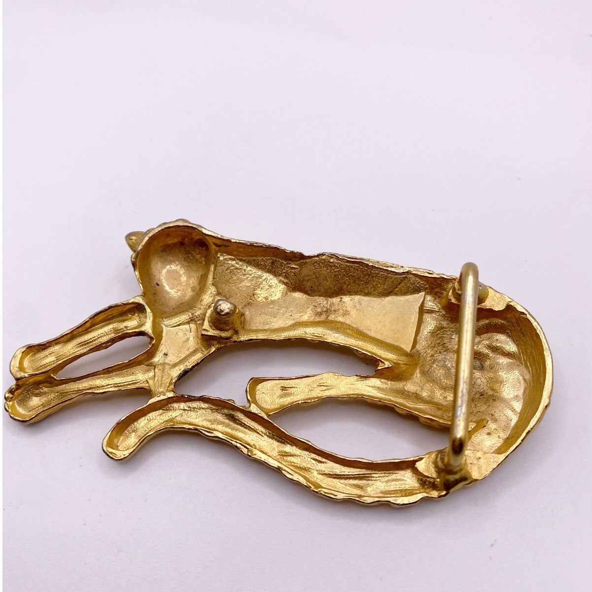 Gold Tone Leopard Vintage Belt Buckle 4”