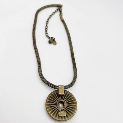 Vintage Marjorie Baer Signed Brass Art Necklace 18"