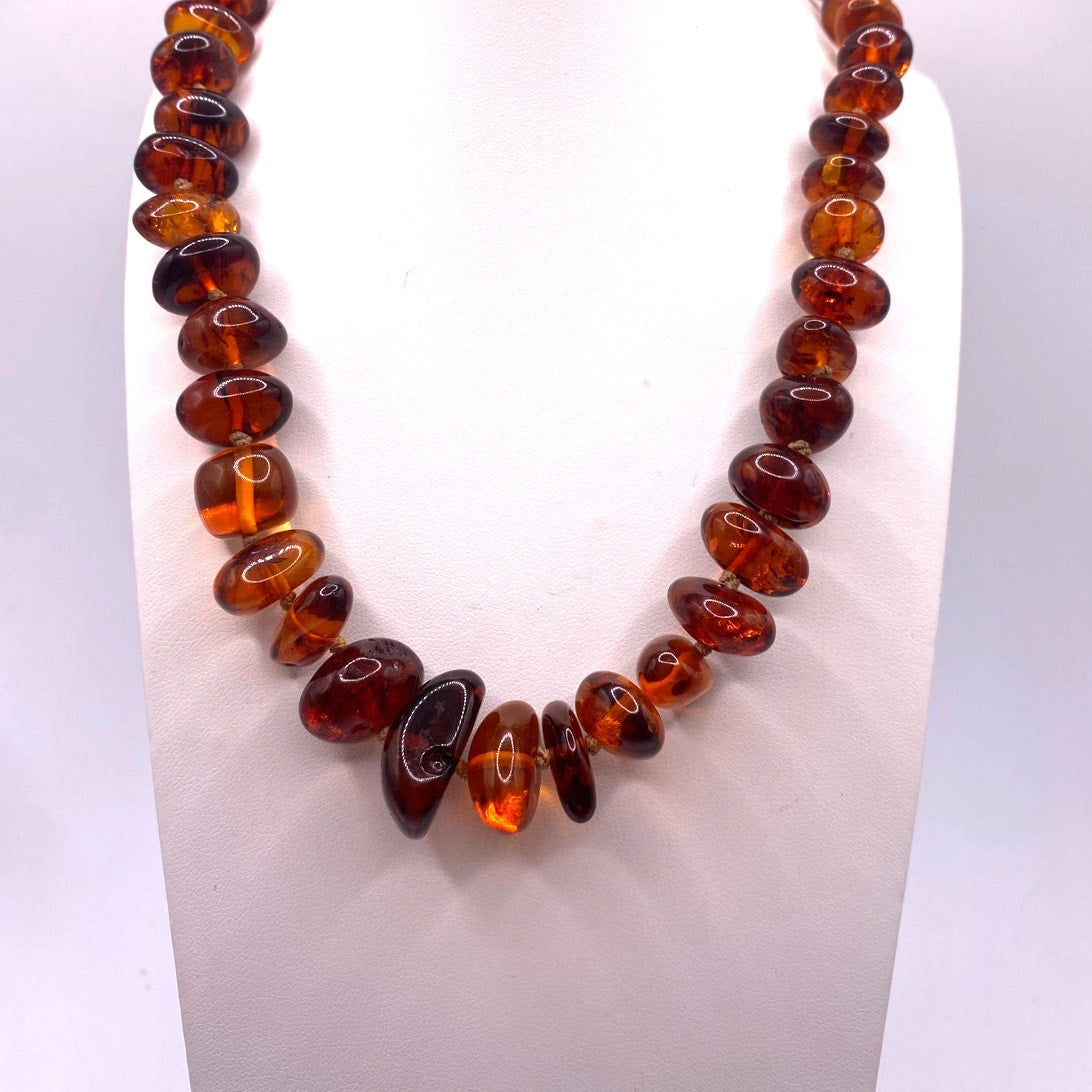 Vintage Cognac Amber Set Necklace And Bracelet